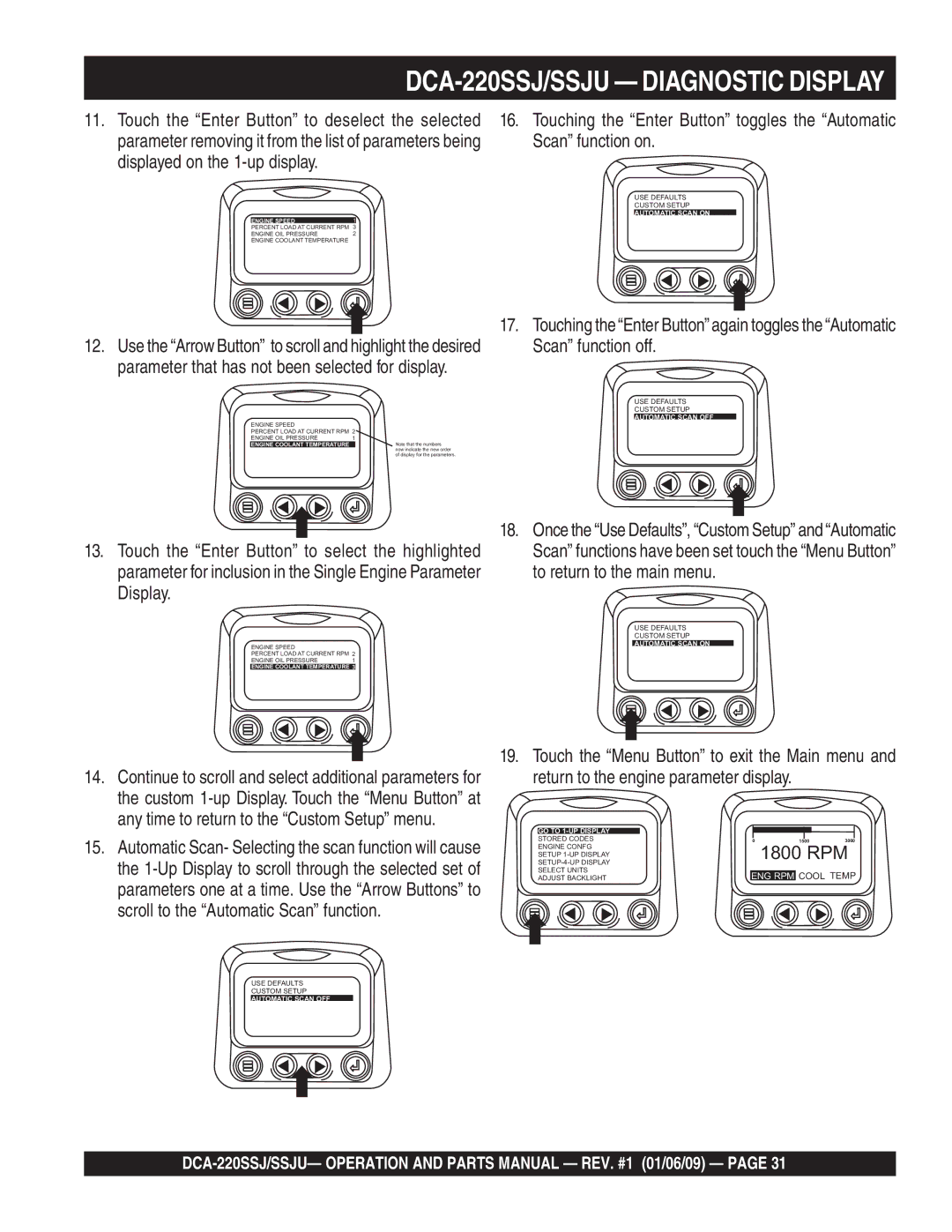 Multiquip DCA-220SSJ operation manual Automatic Scan on 