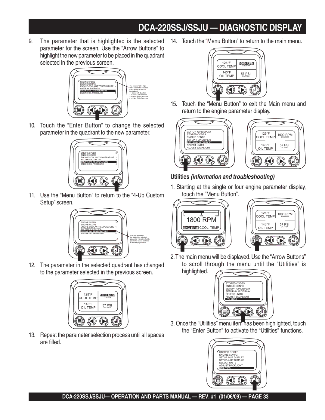 Multiquip DCA-220SSJ operation manual Highlighted, Engine OIL Temperature 