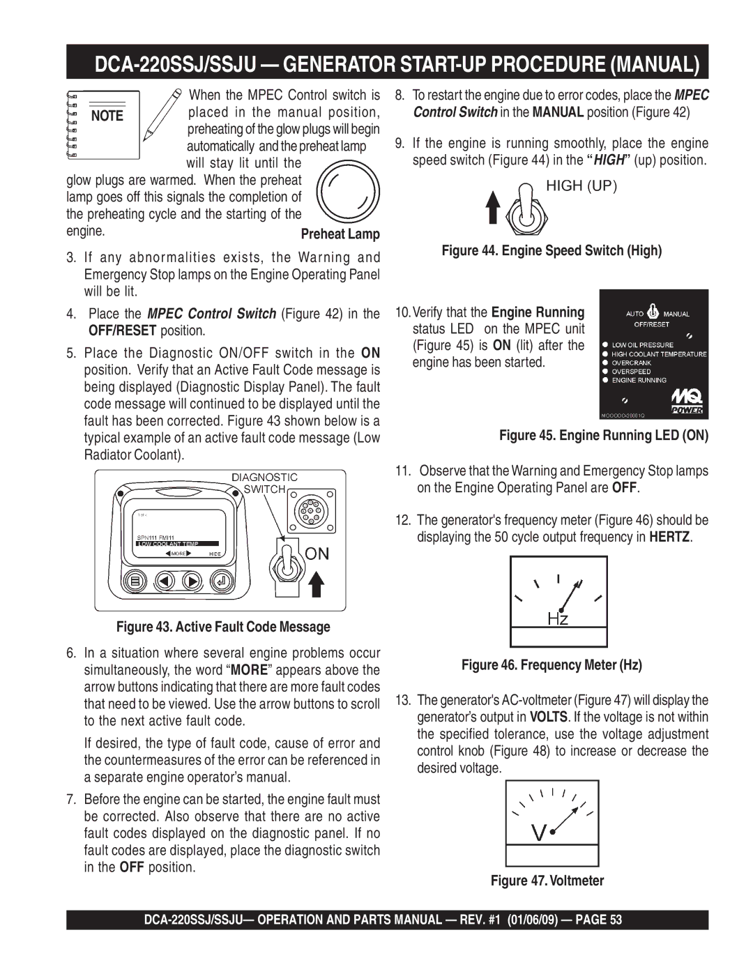 Multiquip DCA-220SSJ operation manual Engine Speed Switch High 