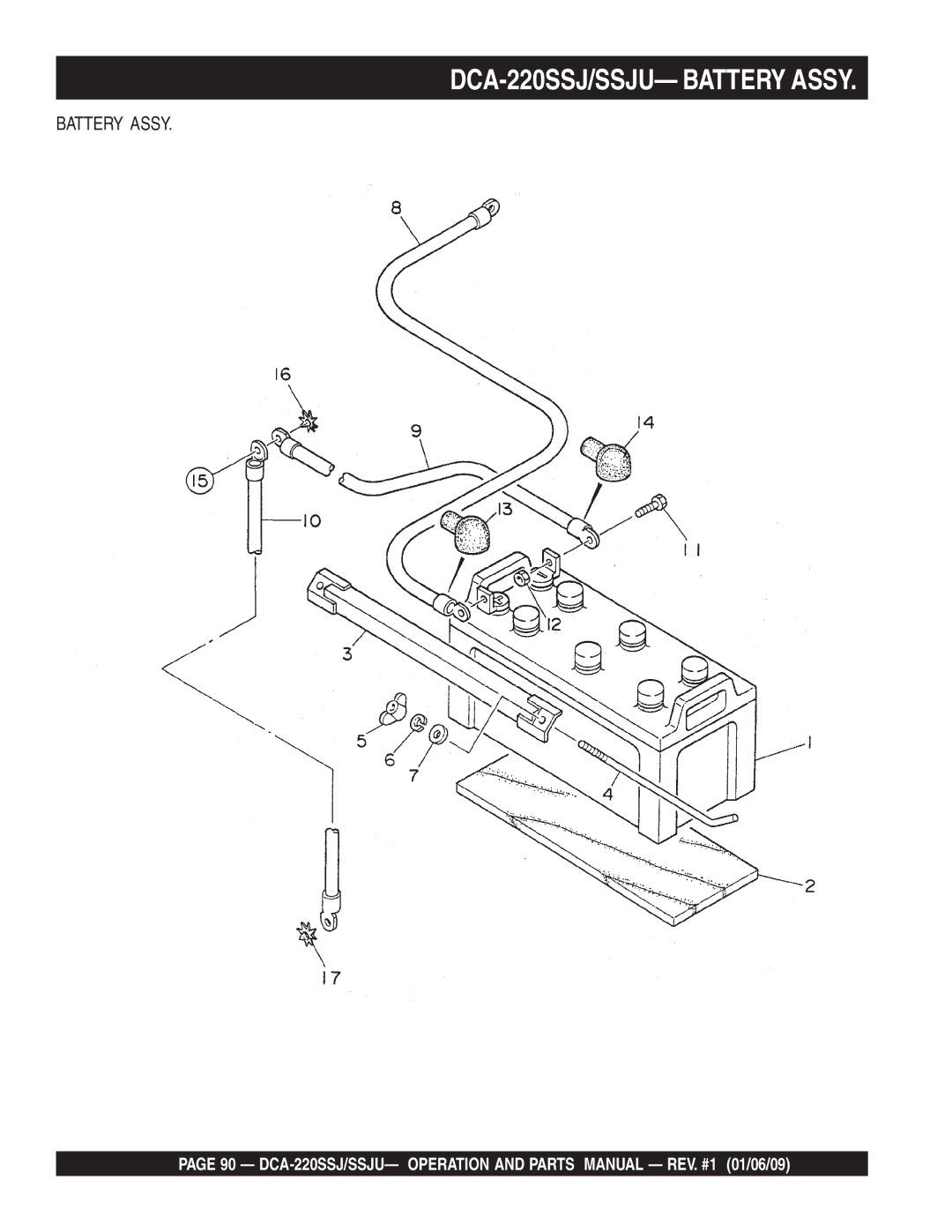 Multiquip operation manual DCA-220SSJ/SSJU- Battery Assy 