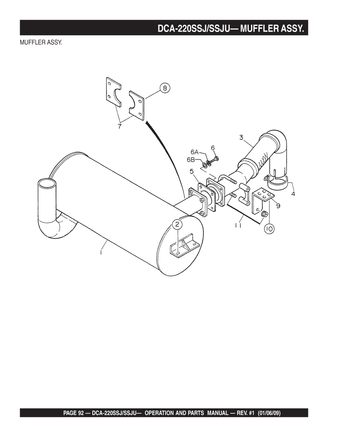 Multiquip operation manual DCA-220SSJ/SSJU- Muffler Assy 