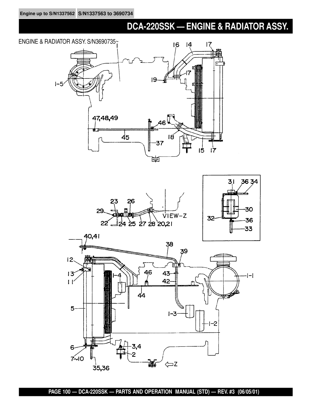 Multiquip operation manual DCA-220SSK Engine & Radiator Assy 