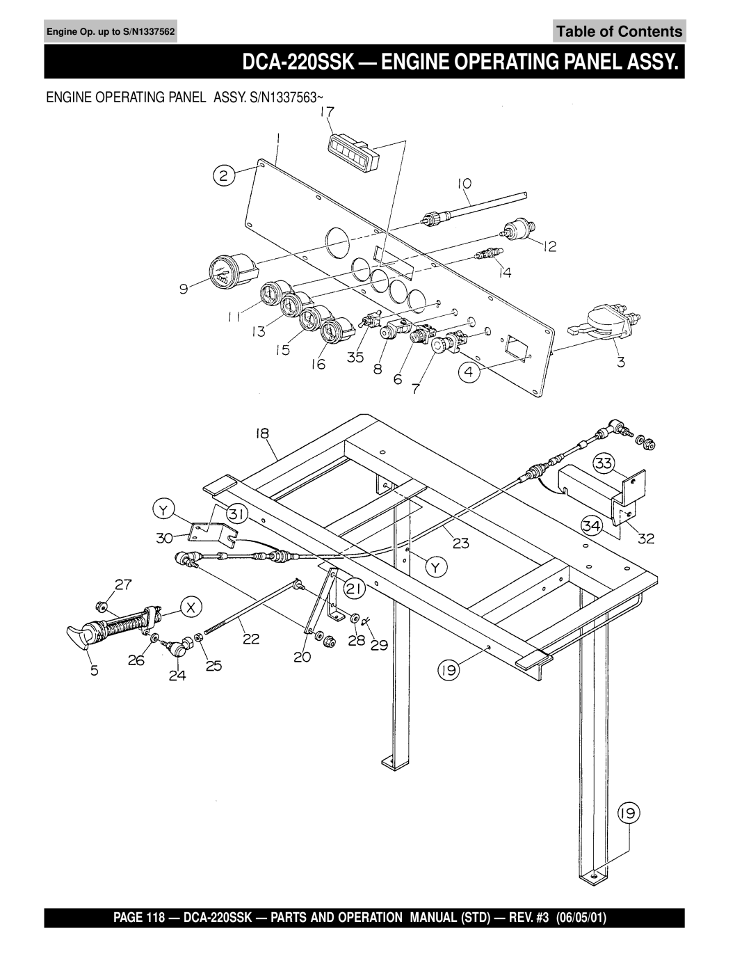 Multiquip operation manual DCA-220SSK Engine Operating Panel Assy 