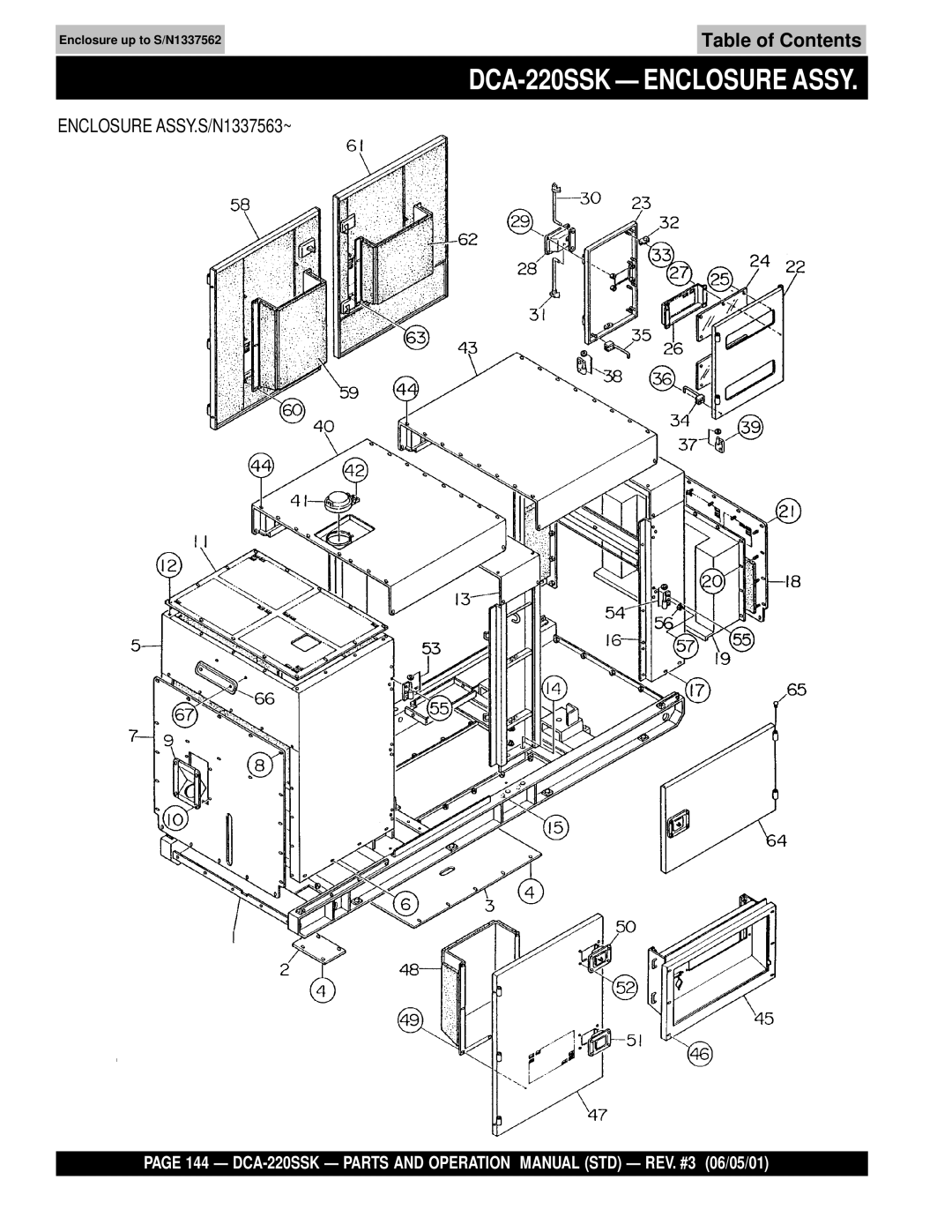 Multiquip operation manual DCA-220SSK Enclosure Assy 