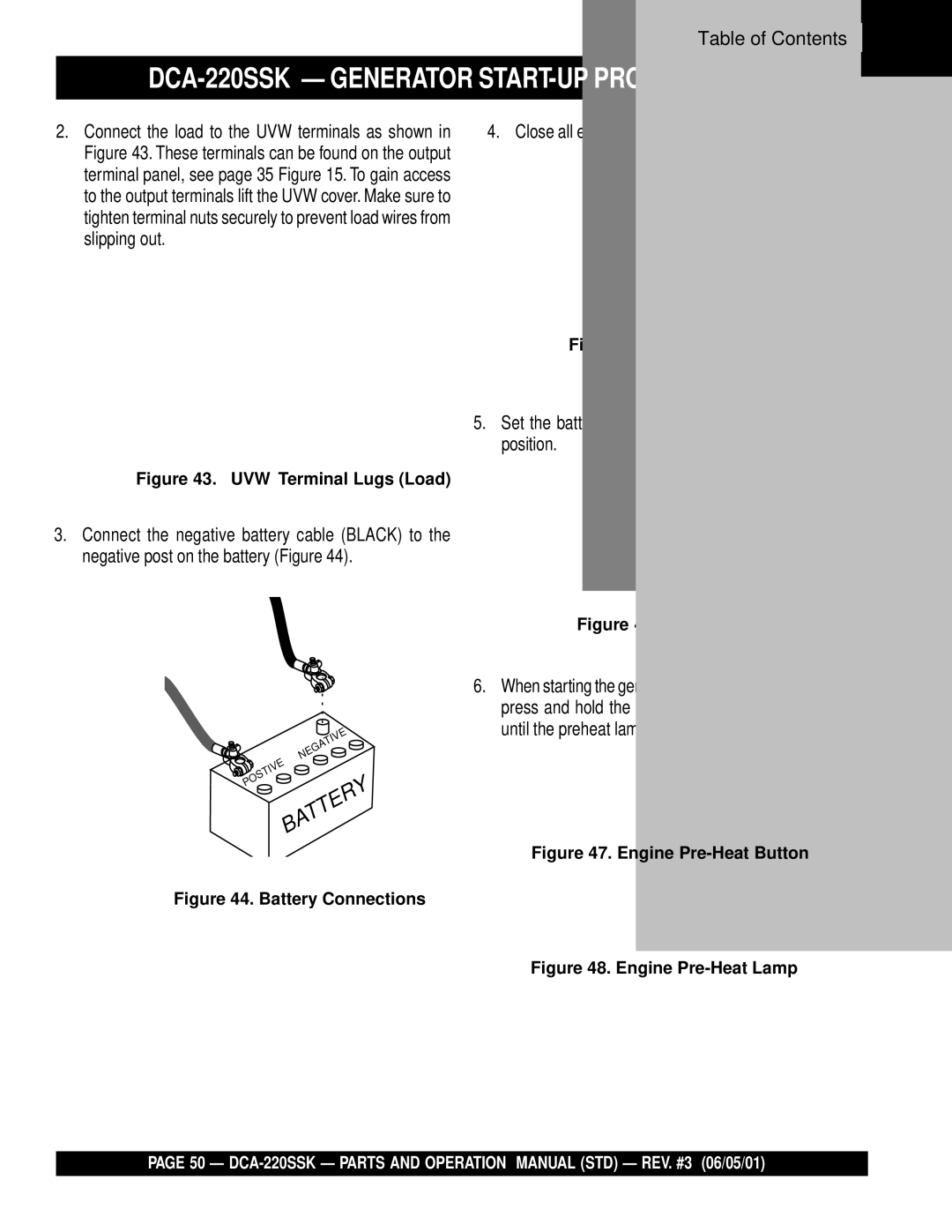 Multiquip DCA-220SSK operation manual Battery 