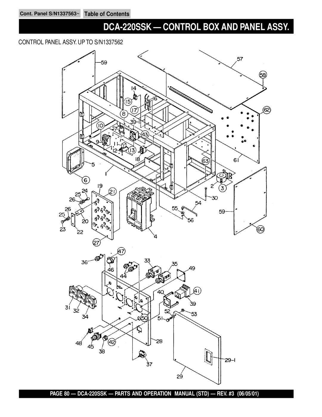 Multiquip DCA-220SSK operation manual Cont. Panel S/N1337563~ Cont. Box S/N1337563~ 