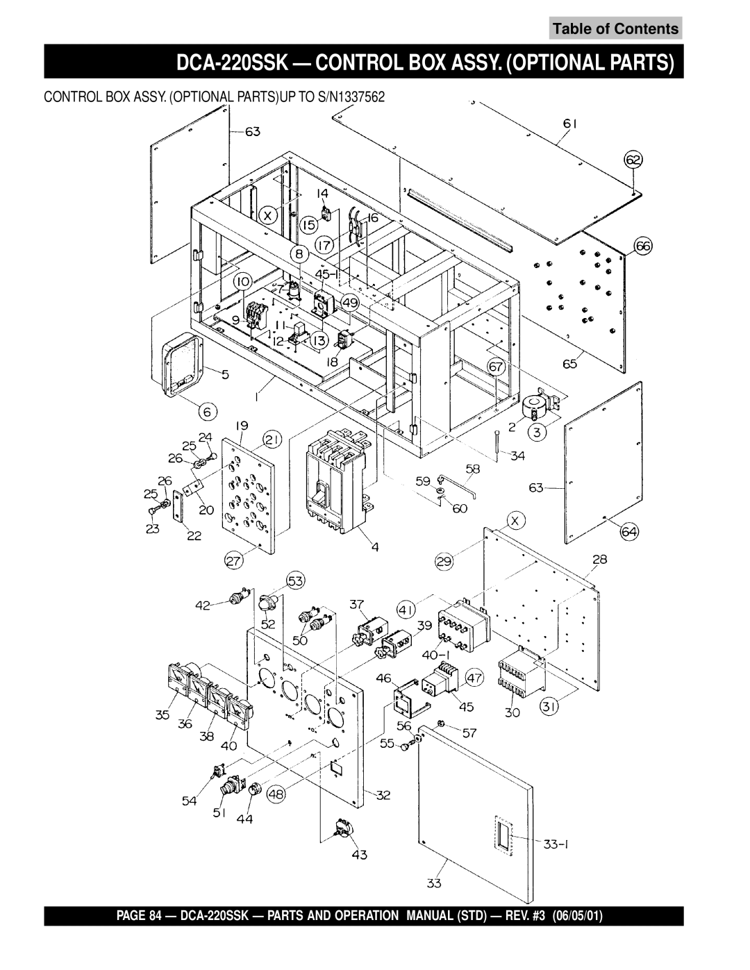 Multiquip DCA-220SSK operation manual Control BOX ASSY. Optional Partsup to S/N1337562 