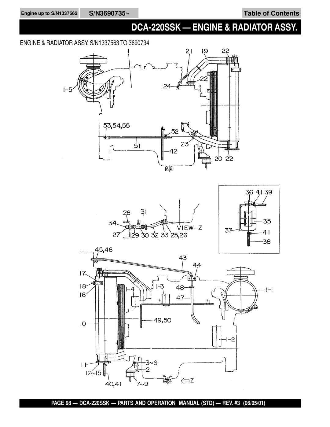 Multiquip operation manual DCA-220SSK Engine & Radiator Assy 