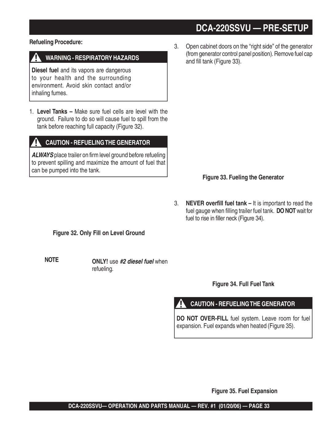 Multiquip DCA-220SSVU operation manual Refueling Procedure 