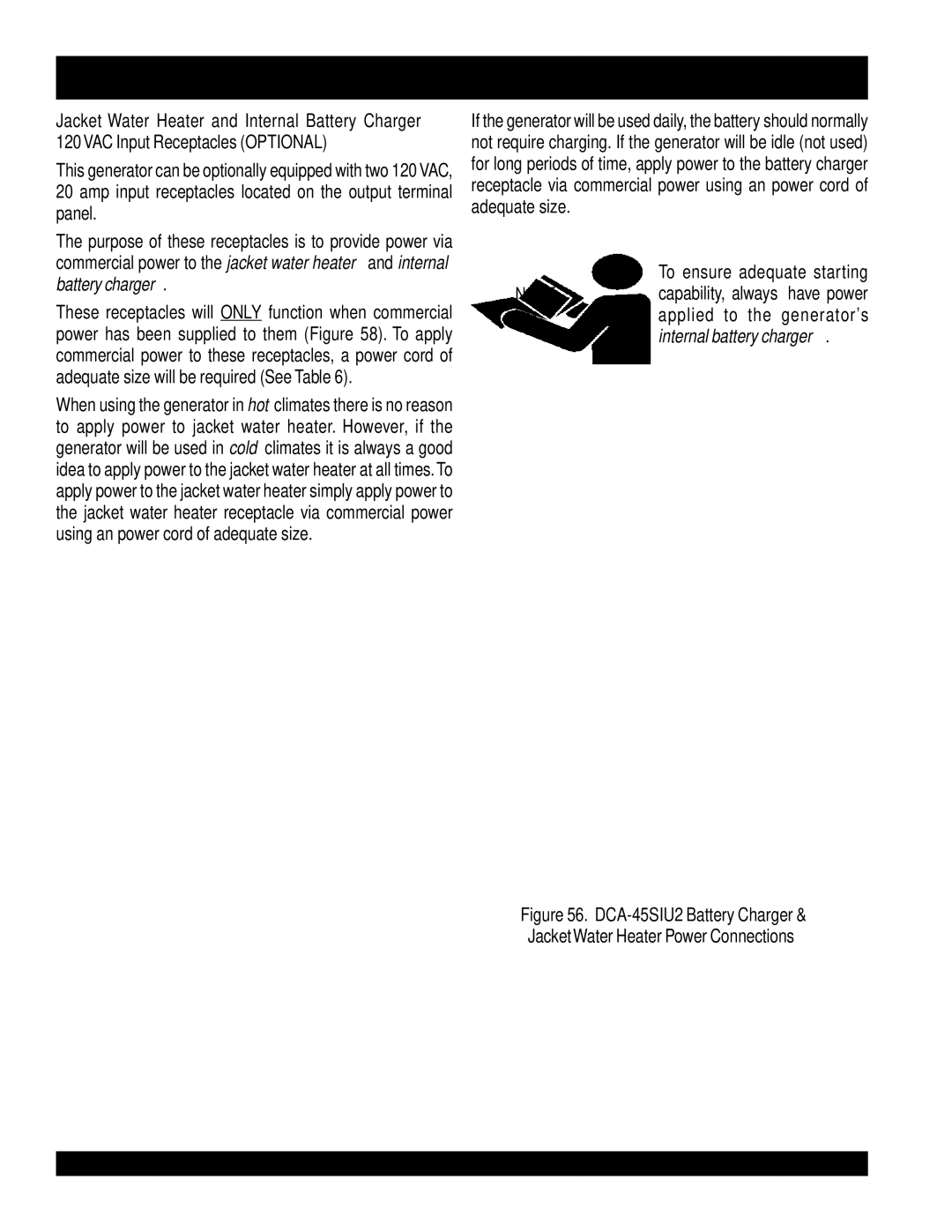 Multiquip operation manual DCA-220SSVU 50 HZ- Maintenance, To ensure adequate starting 