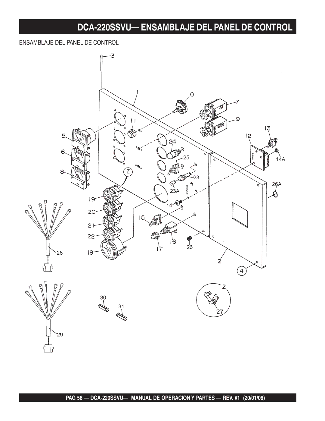 Multiquip operation manual DCA-220SSVU- Ensamblaje DEL Panel DE Control 