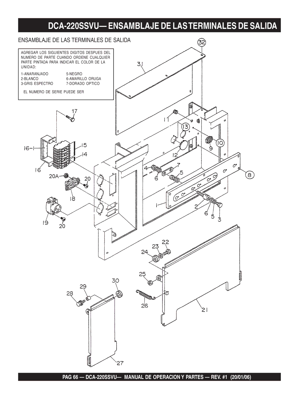 Multiquip operation manual DCA-220SSVU- Ensamblaje DE Lasterminales DE Salida 