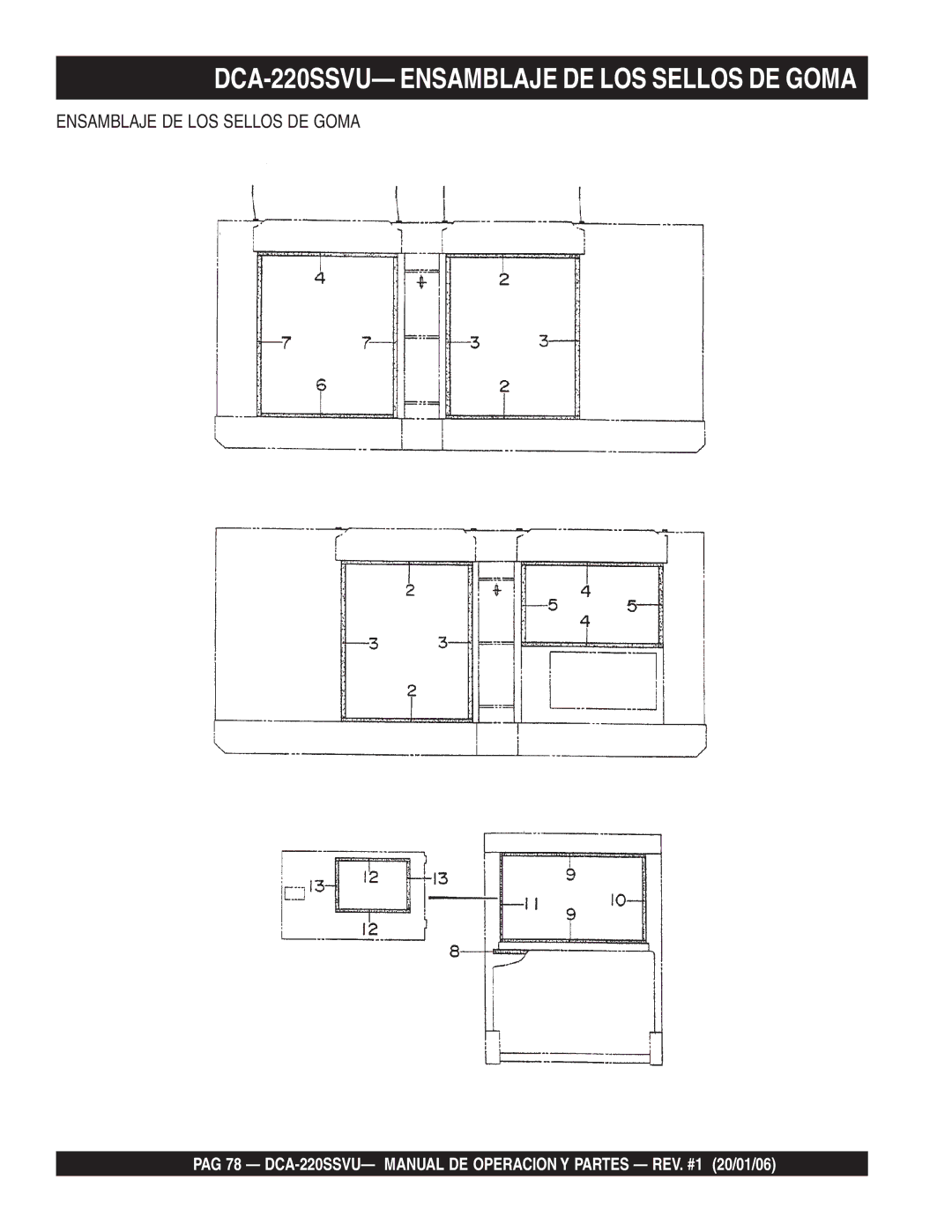 Multiquip operation manual DCA-220SSVU- Ensamblaje DE LOS Sellos DE Goma 