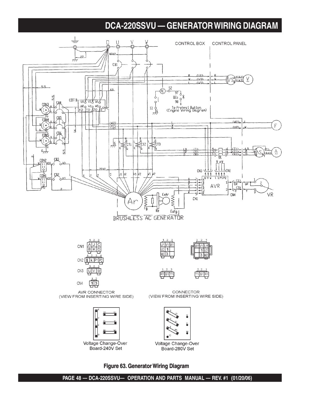 Multiquip operation manual DCA-220SSVU— GENERATORWIRING DIAGRAM, Generator Wiring Diagram 