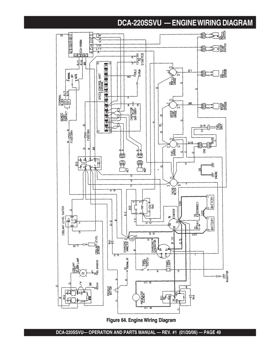 Multiquip operation manual DCA-220SSVU— ENGINEWIRING DIAGRAM, Engine Wiring Diagram 
