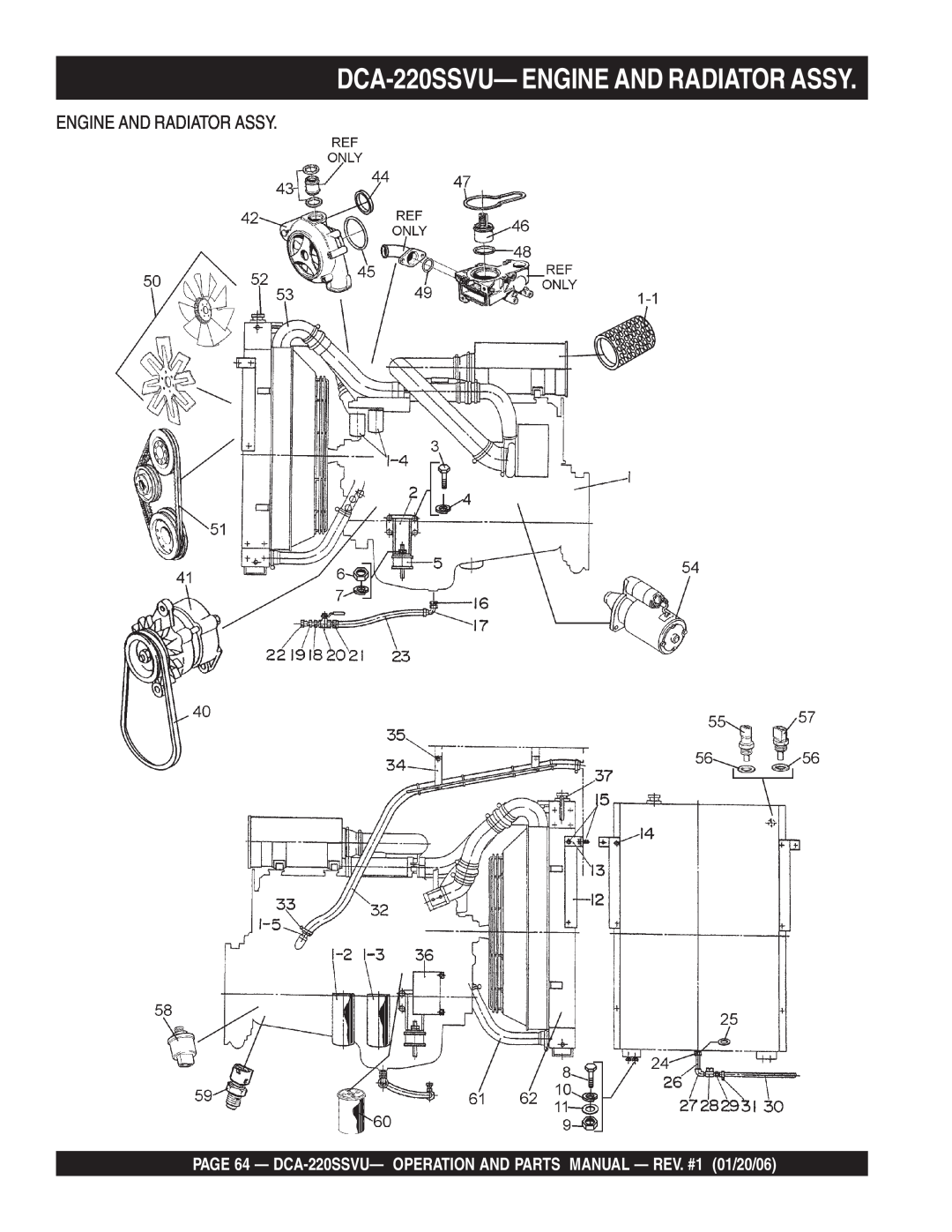 Multiquip operation manual DCA-220SSVU—ENGINE AND RADIATOR ASSY, Engine And Radiator Assy 
