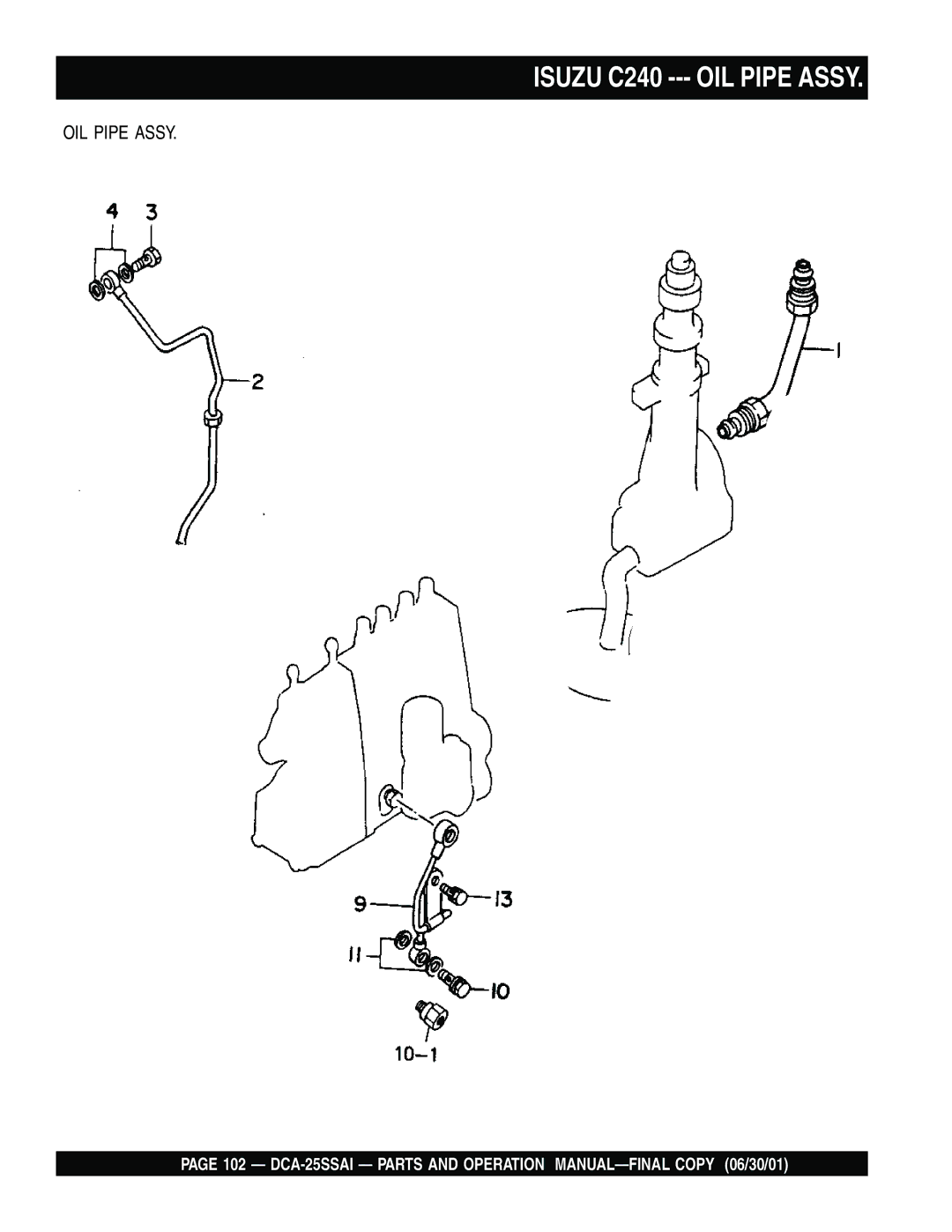 Multiquip DCA-25SSAI operation manual Isuzu C240 --- OIL Pipe Assy 