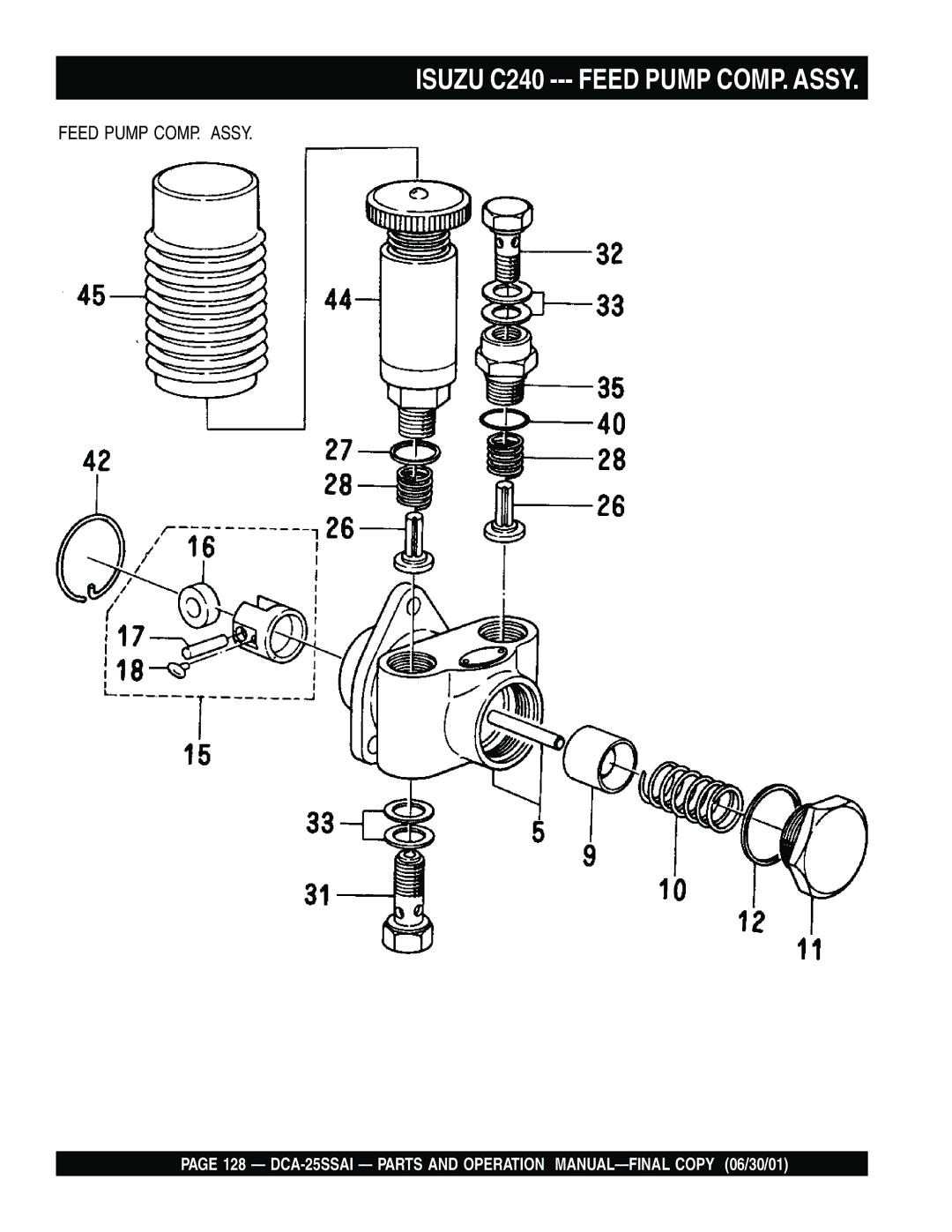 Multiquip DCA-25SSAI operation manual Isuzu C240 --- Feed Pump COMP. Assy 