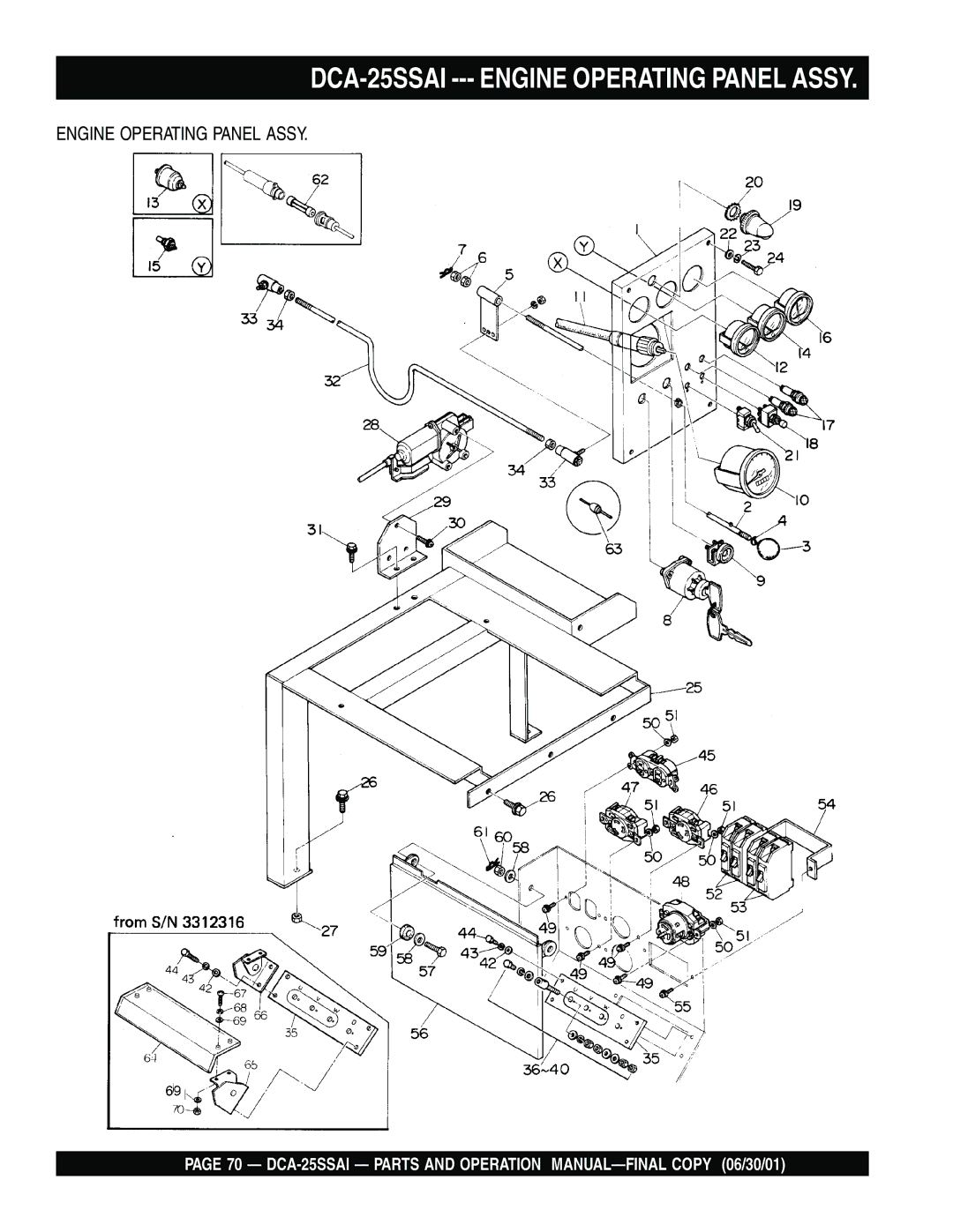 Multiquip operation manual DCA-25SSAI --- Engine Operating Panel Assy 