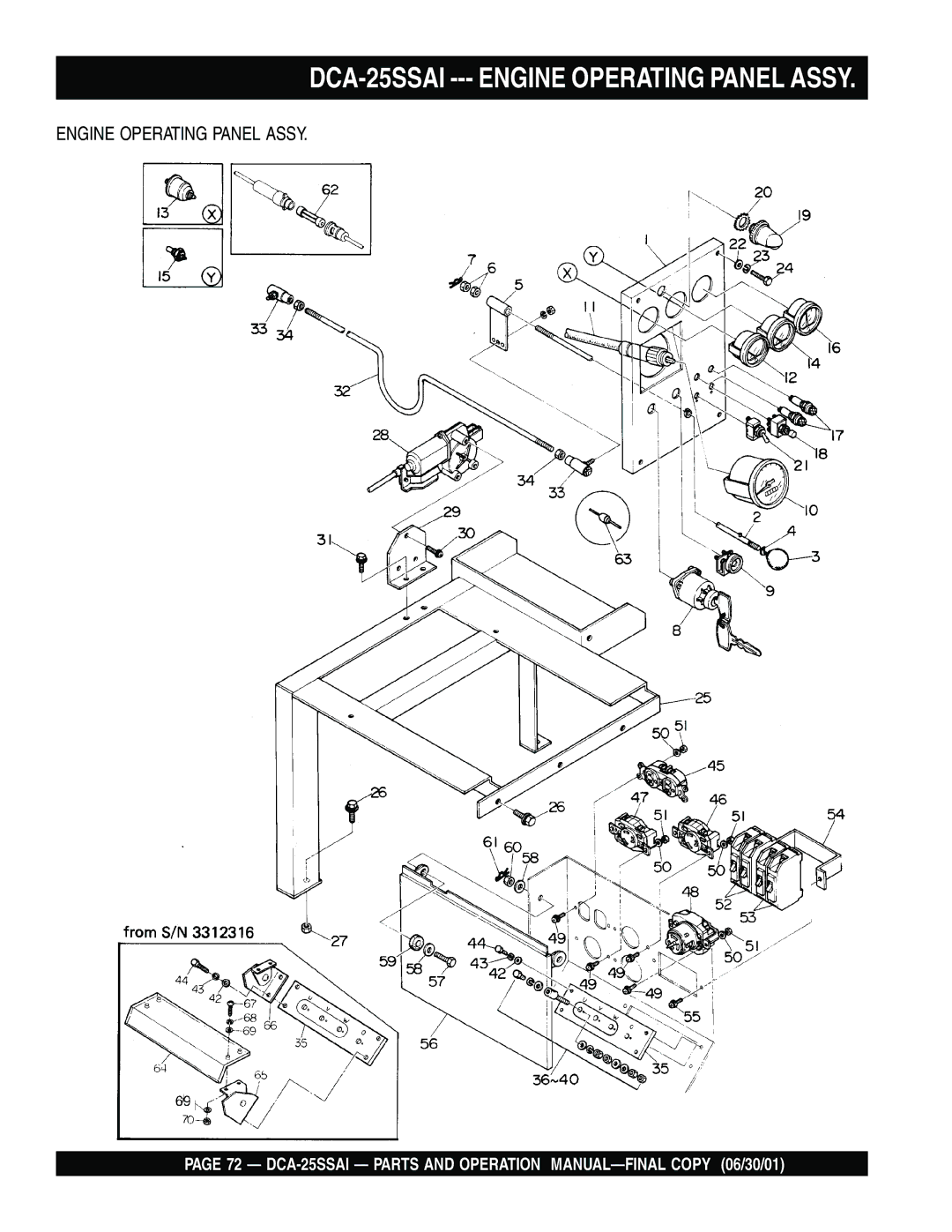 Multiquip operation manual DCA-25SSAI --- Engine Operating Panel Assy 