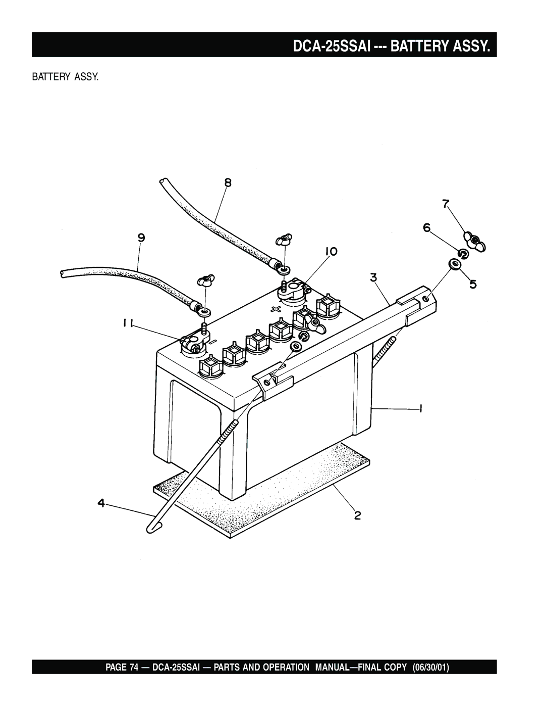 Multiquip operation manual DCA-25SSAI --- Battery Assy 