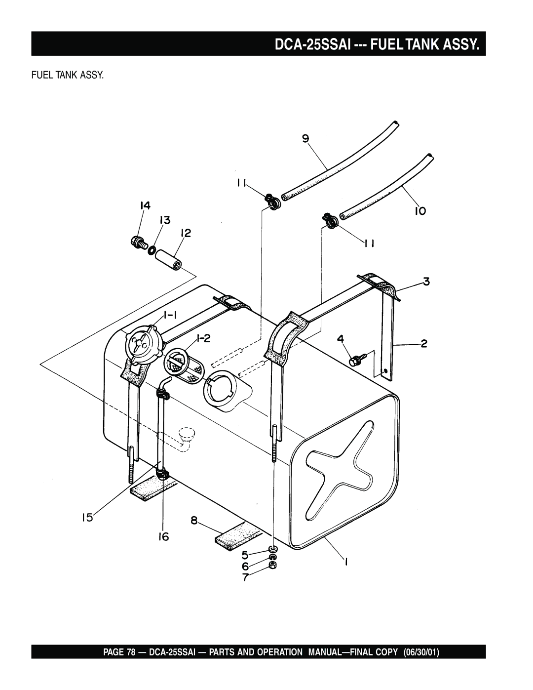 Multiquip operation manual DCA-25SSAI --- Fuel Tank Assy 