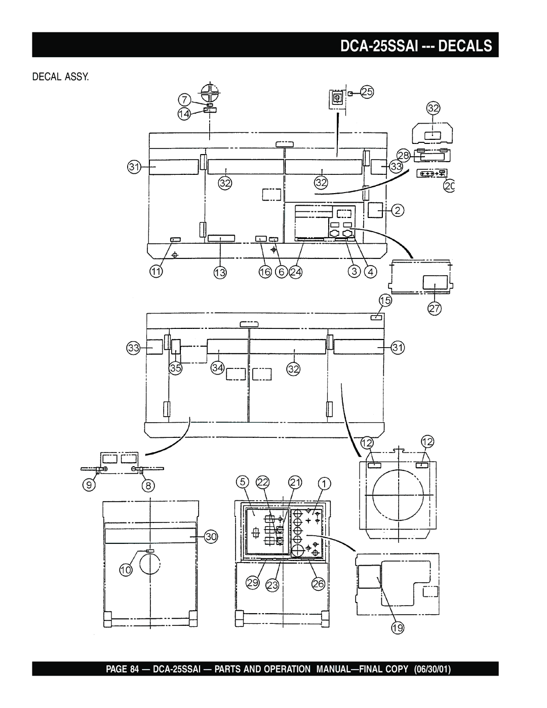 Multiquip operation manual DCA-25SSAI --- Decals 