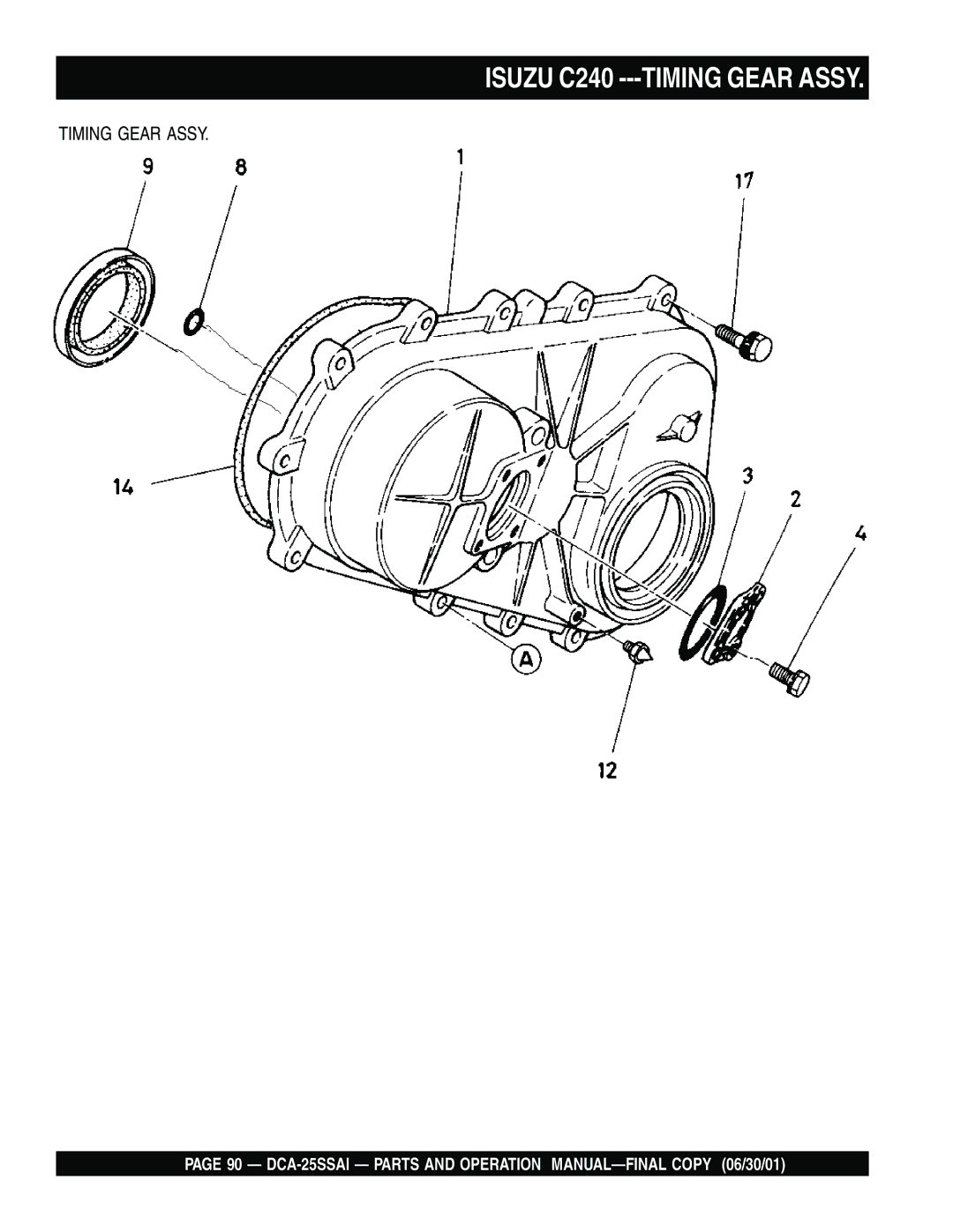 Multiquip DCA-25SSAI operation manual Isuzu C240 ---TIMING Gear Assy 