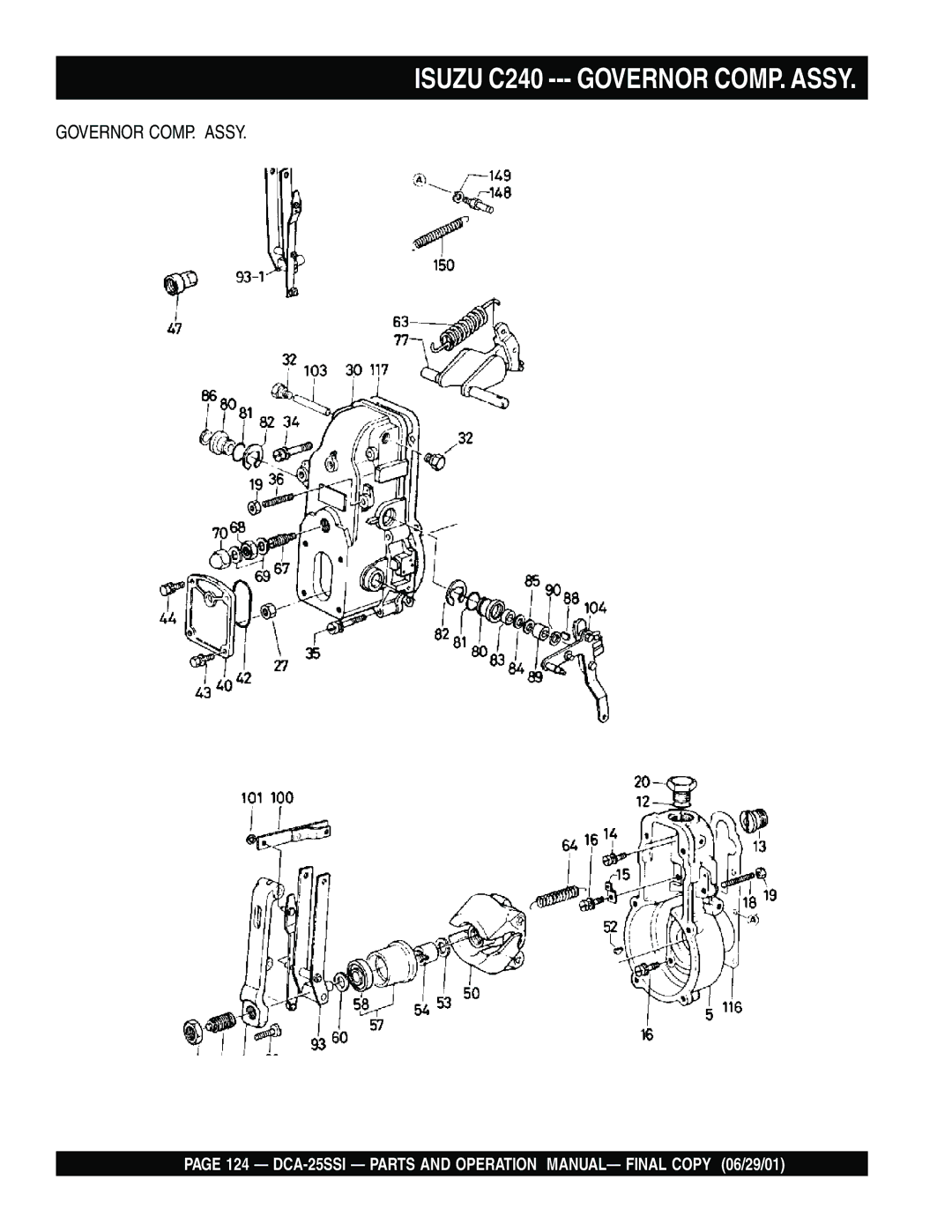 Multiquip DCA-25SSI operation manual Isuzu C240 --- Governor COMP. Assy 