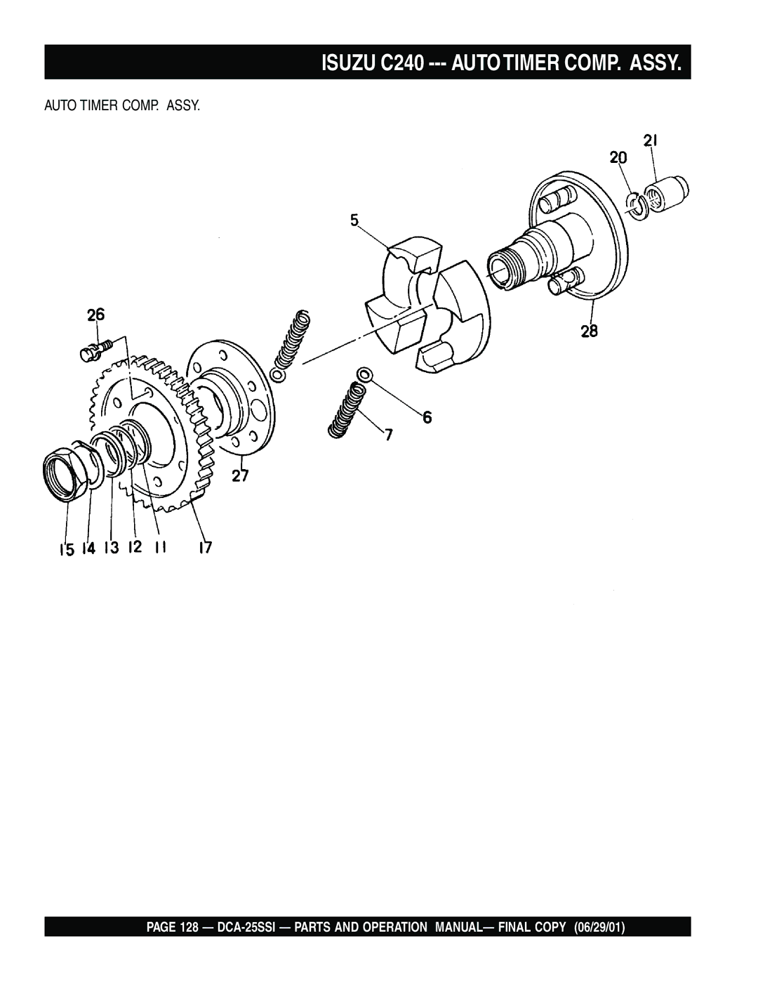 Multiquip DCA-25SSI operation manual Isuzu C240 --- Auto Timer COMP. Assy 