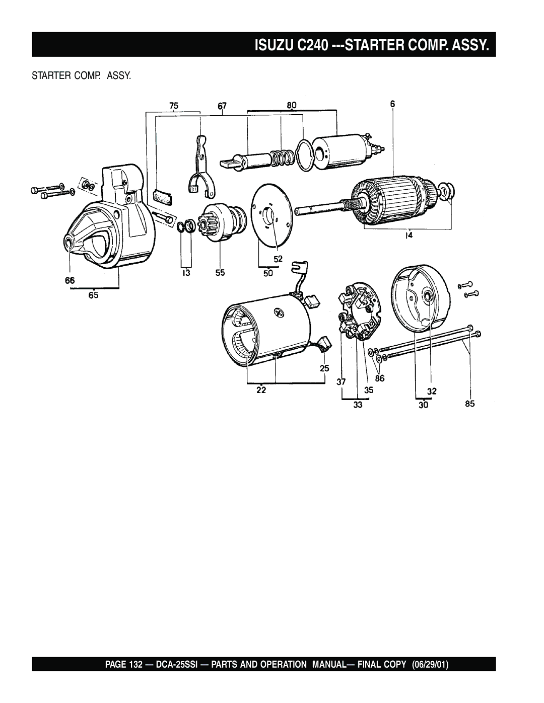 Multiquip DCA-25SSI operation manual Isuzu C240 ---STARTER COMP. Assy 