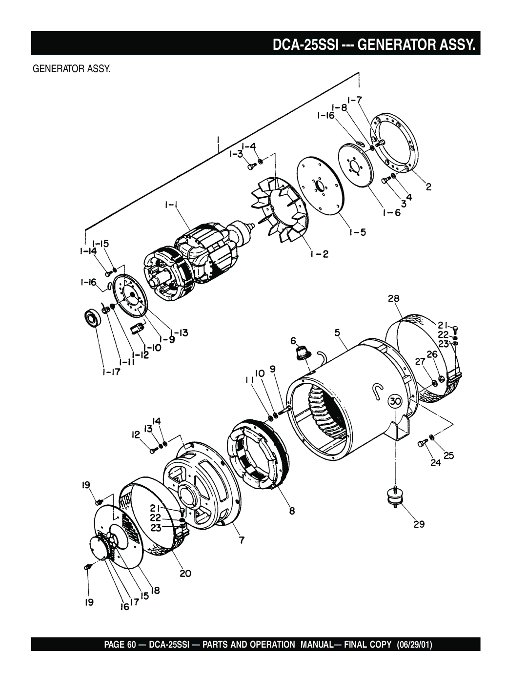 Multiquip operation manual DCA-25SSI --- Generator Assy 