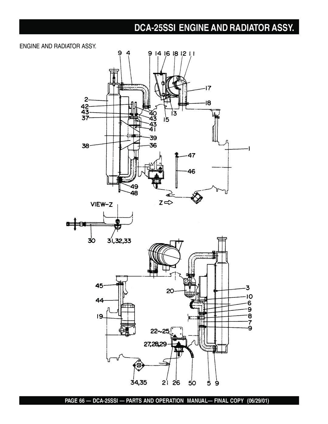 Multiquip operation manual DCA-25SSI Engine and Radiator Assy 