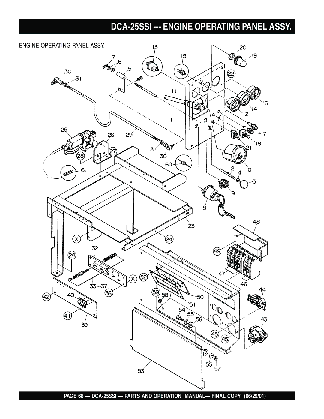 Multiquip operation manual DCA-25SSI --- Engine Operating Panel Assy 