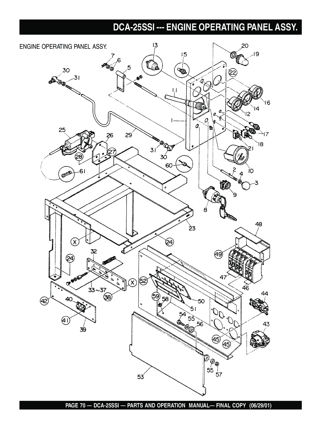 Multiquip operation manual DCA-25SSI --- Engine Operating Panel Assy 