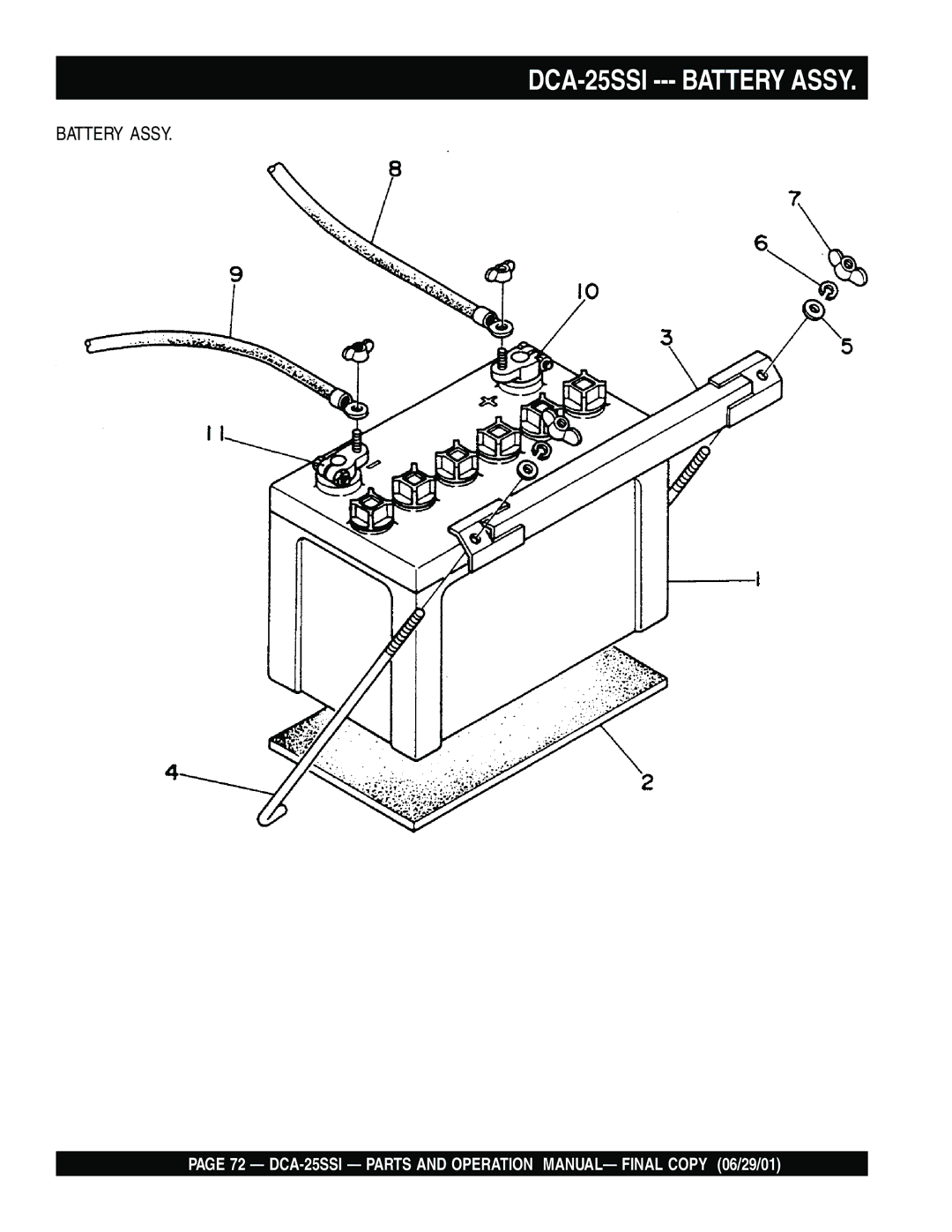 Multiquip operation manual DCA-25SSI --- Battery Assy 