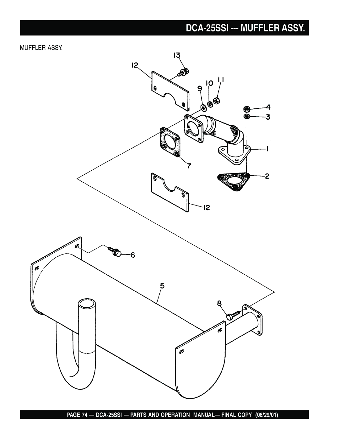 Multiquip operation manual DCA-25SSI --- Muffler Assy 