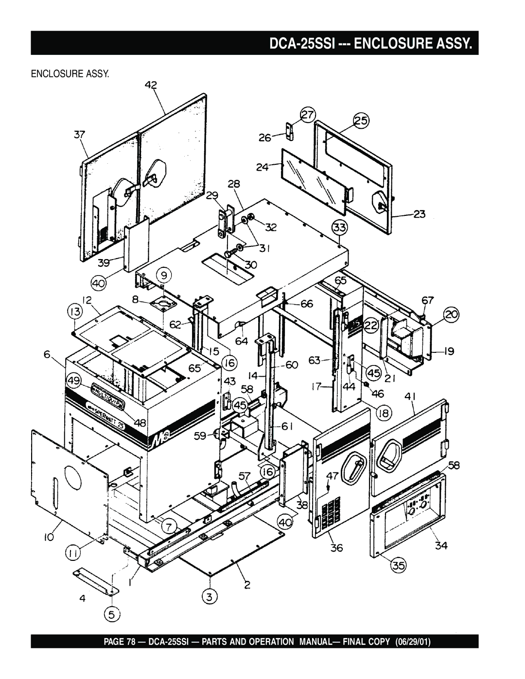 Multiquip operation manual DCA-25SSI --- Enclosure Assy 