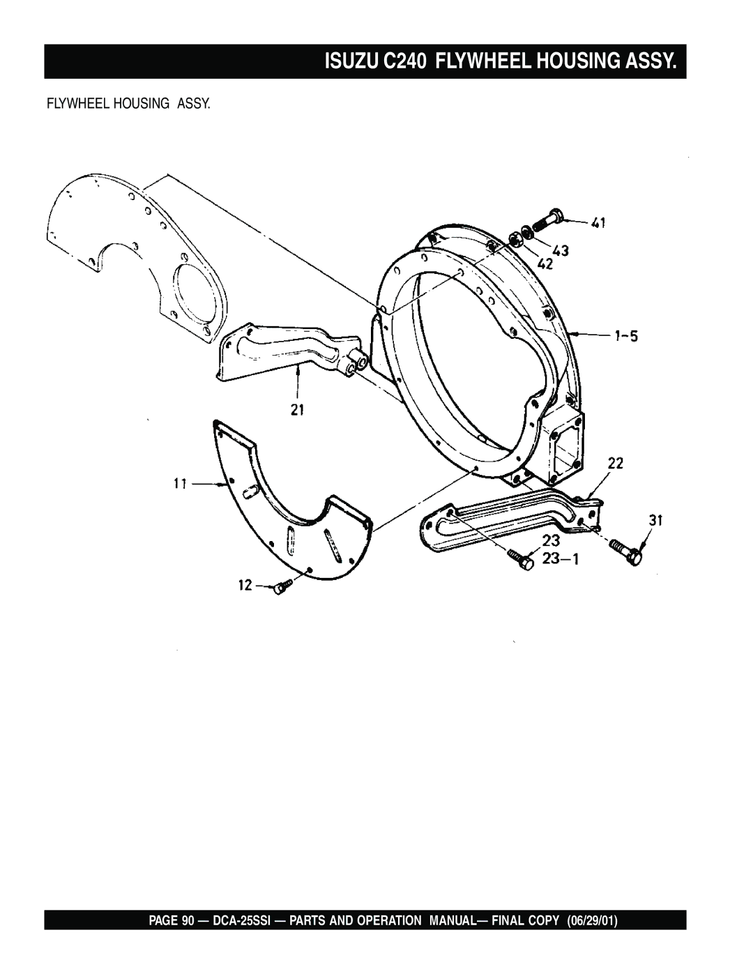 Multiquip DCA-25SSI operation manual Isuzu C240 Flywheel Housing Assy 