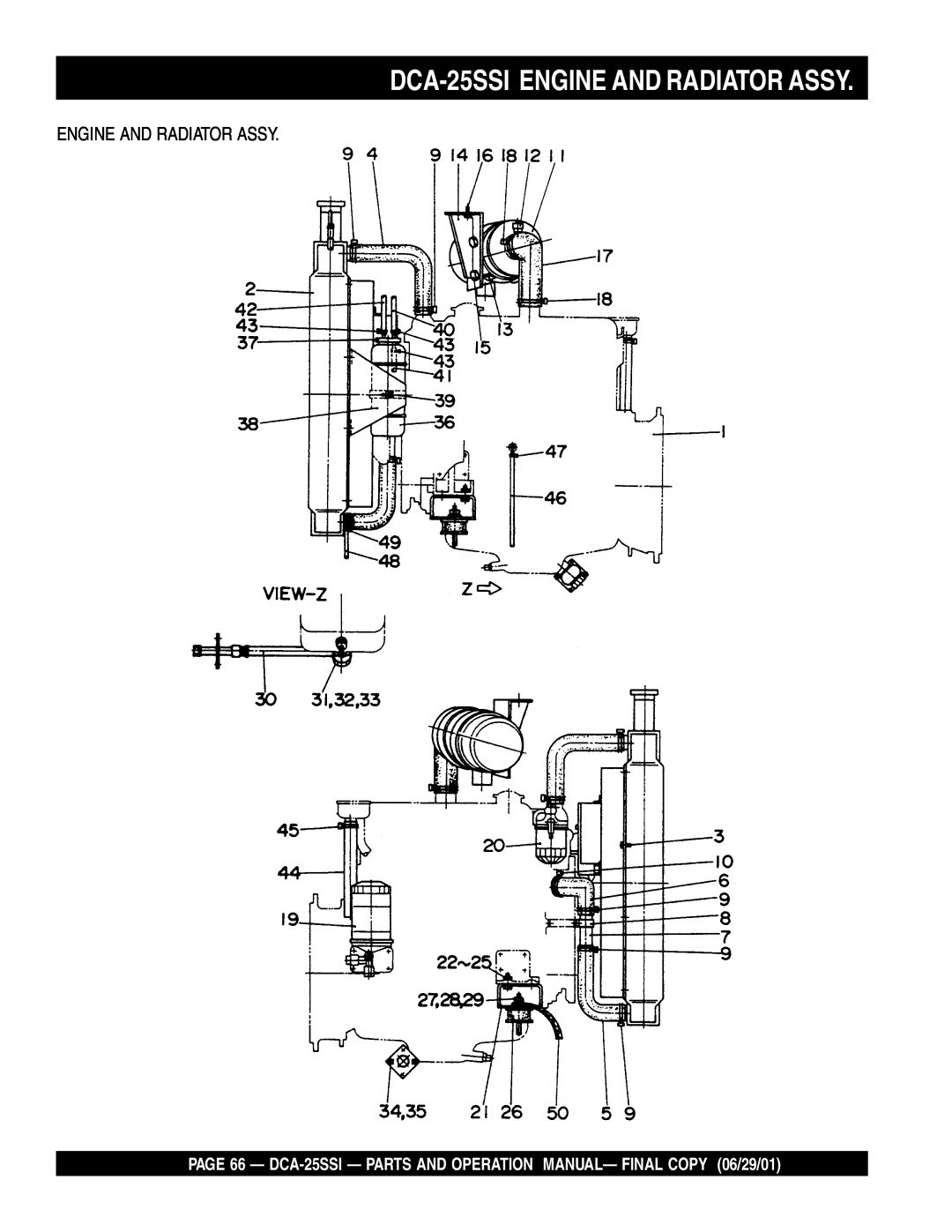 Multiquip operation manual DCA-25SSIENGINE AND RADIATOR ASSY 