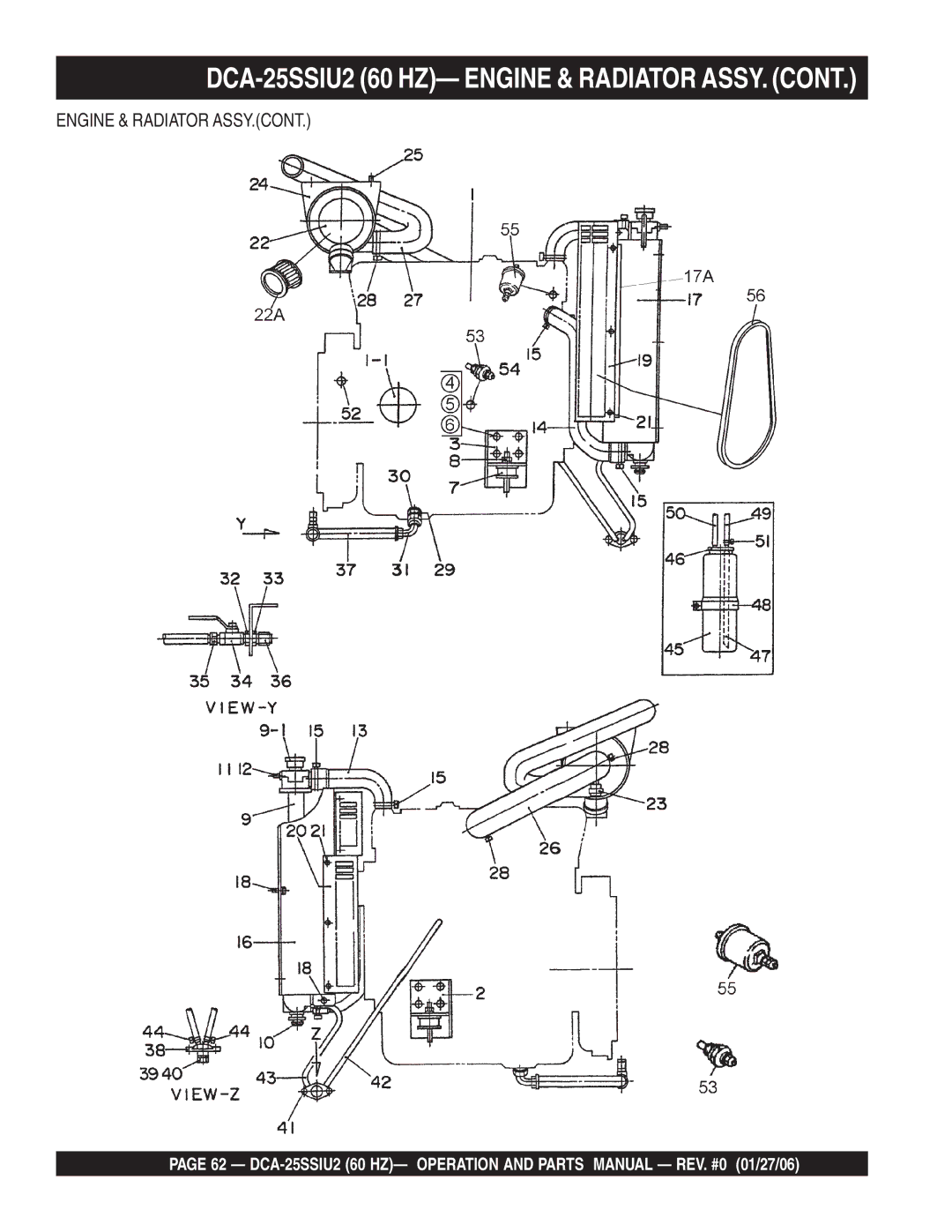 Multiquip operation manual DCA-25SSIU2 60 HZ- Engine & Radiator ASSY 