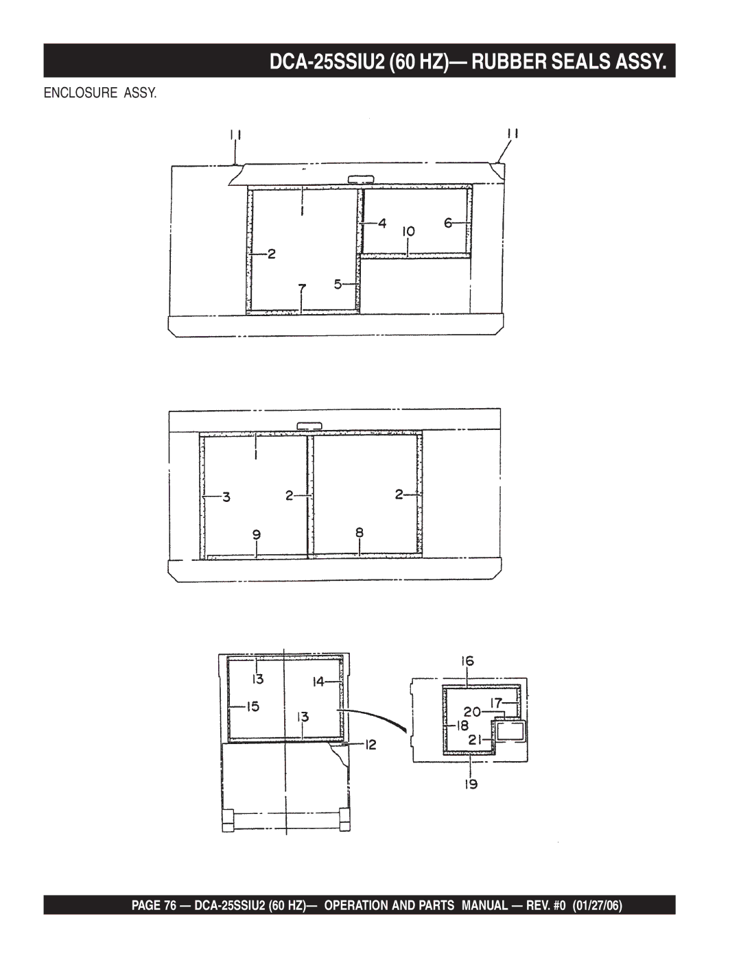 Multiquip operation manual DCA-25SSIU2 60 HZ- Rubber Seals Assy 