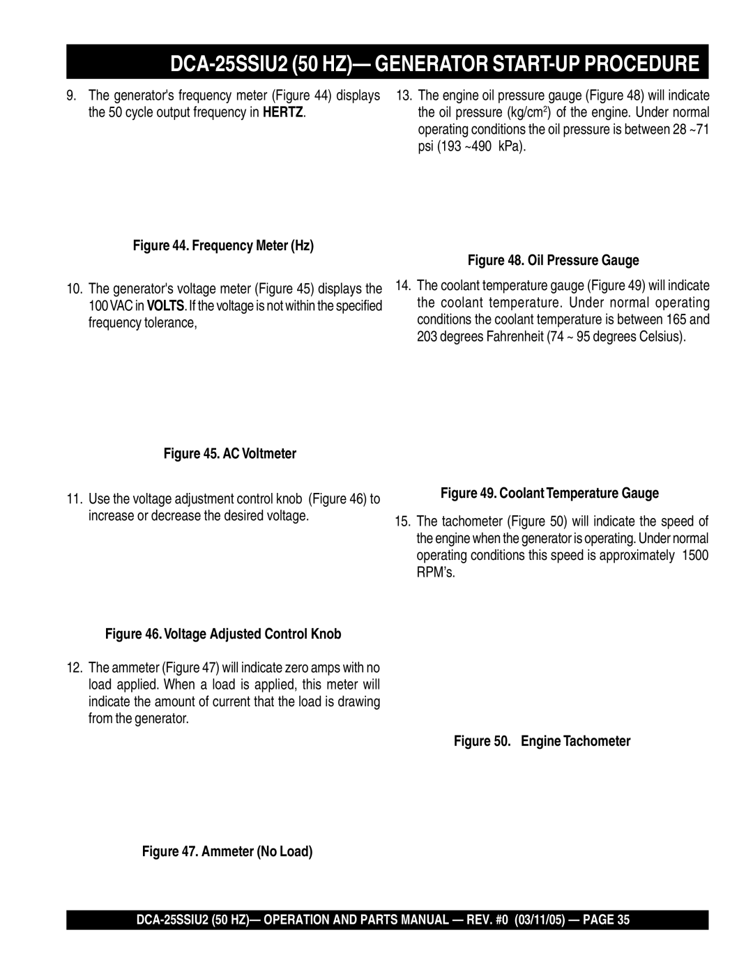 Multiquip DCA-25SSIU2 operation manual Frequency Meter Hz 