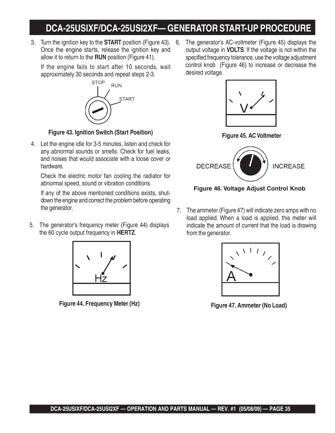 Multiquip DCA-25USI2XF, DCA-25USIXF operation manual Ignition Switch Start Position 