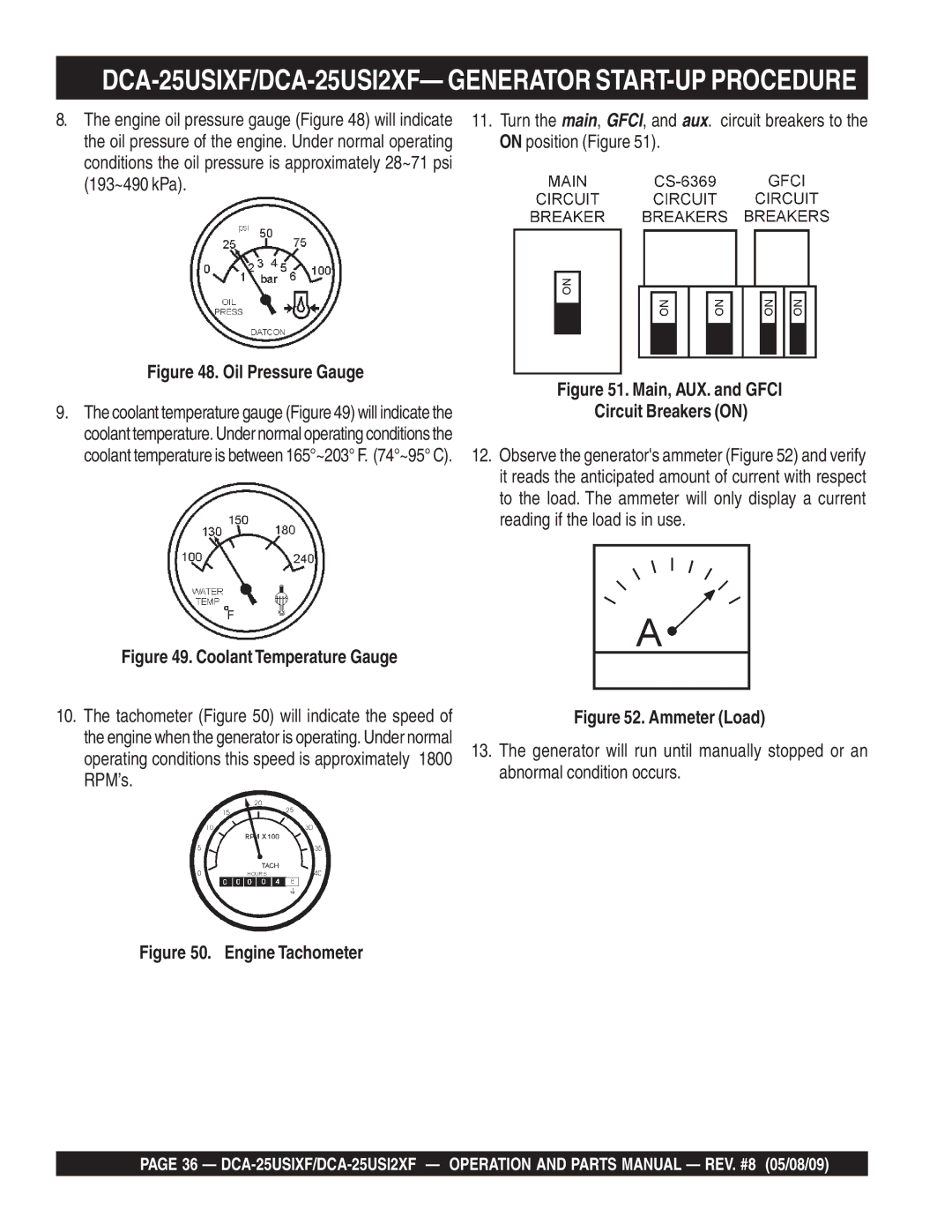 Multiquip DCA-25USIXF, DCA-25USI2XF operation manual Oil Pressure Gauge 