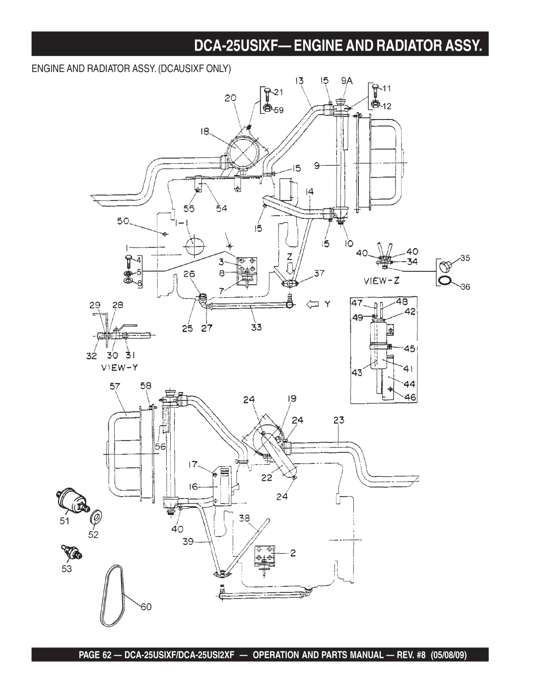 Multiquip DCA-25USI2XF operation manual DCA-25USIXF- Engine ANDvRADIATOR Assy 