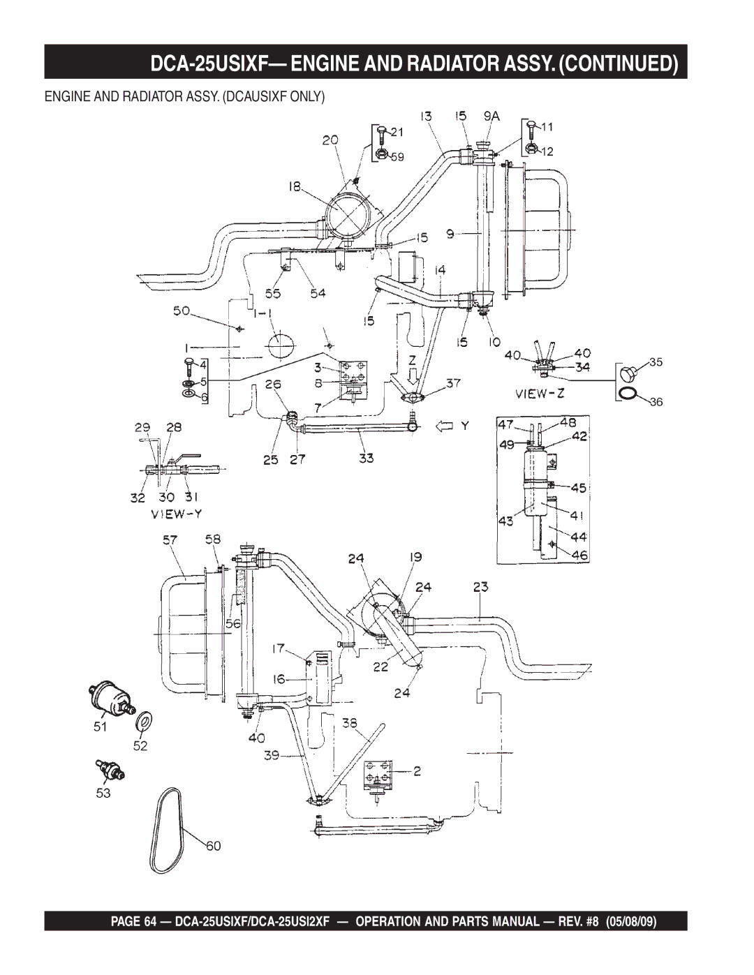 Multiquip DCA-25USI2XF operation manual DCA-25USIXF- Engine and Radiator Assy 