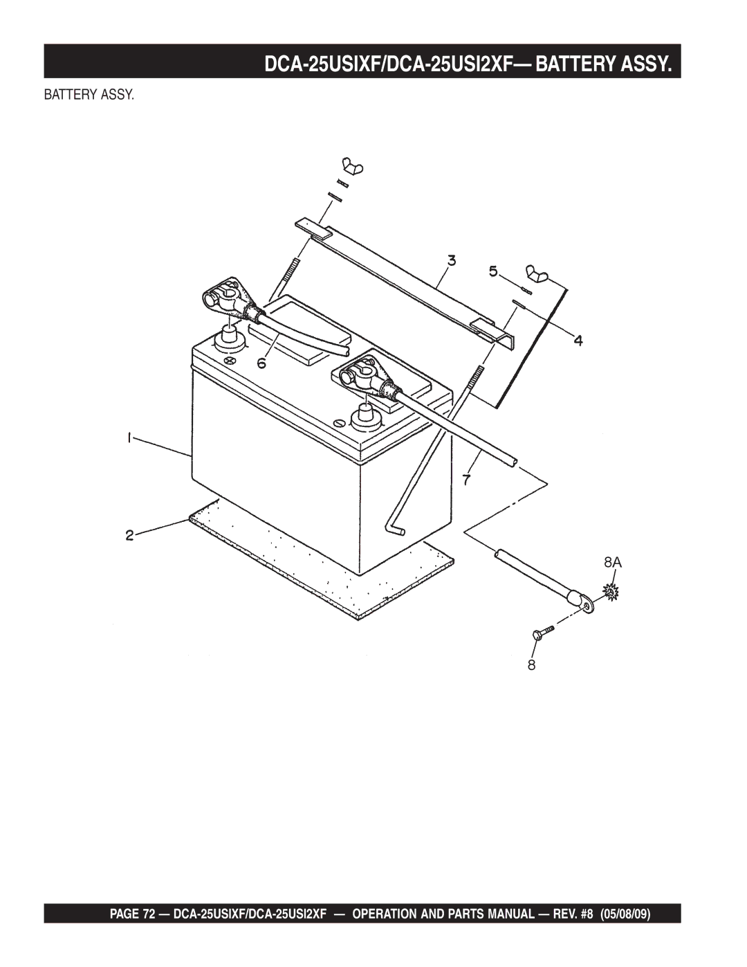 Multiquip operation manual DCA-25USIXF/DCA-25USI2XF- Battery Assy 