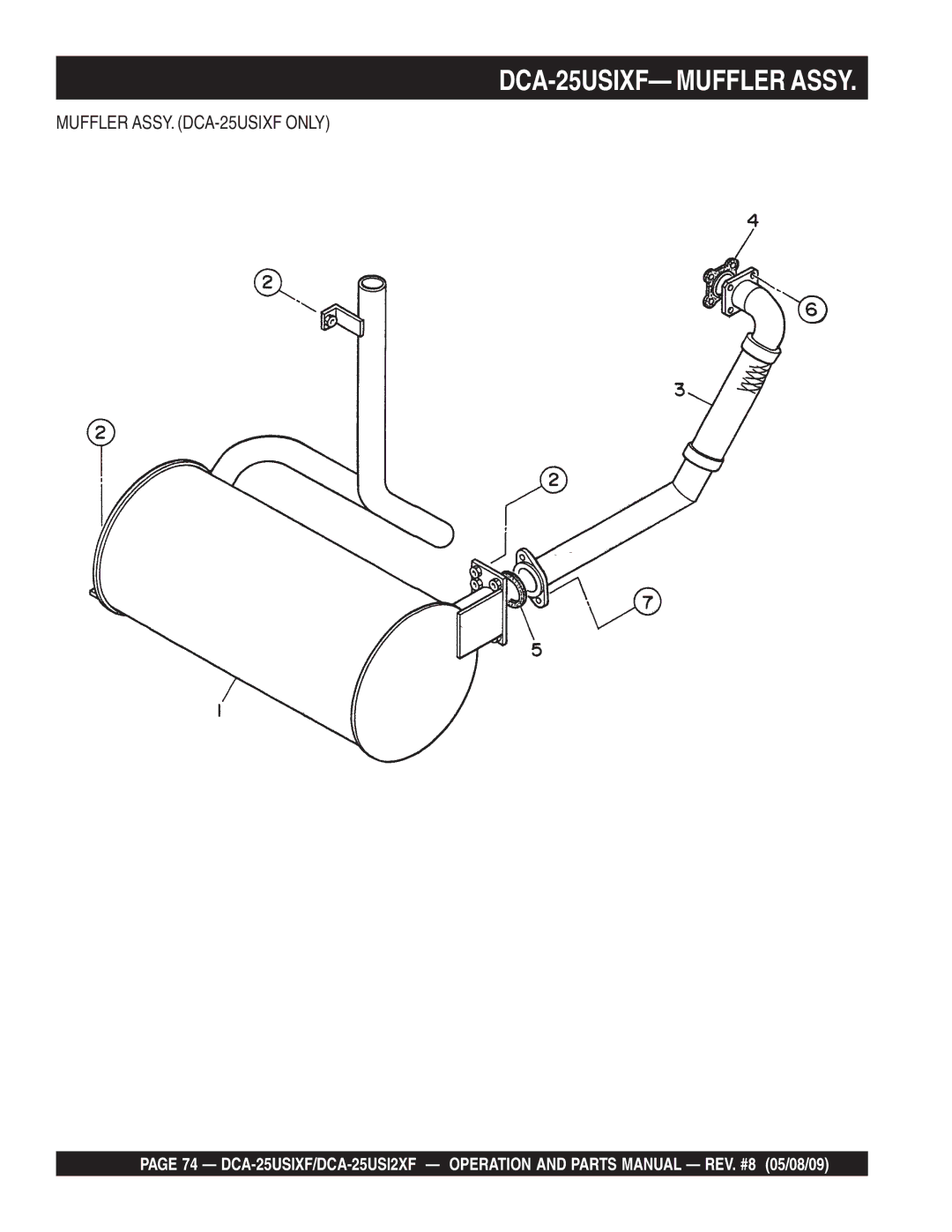 Multiquip DCA-25USI2XF operation manual DCA-25USIXF- Muffler Assy 