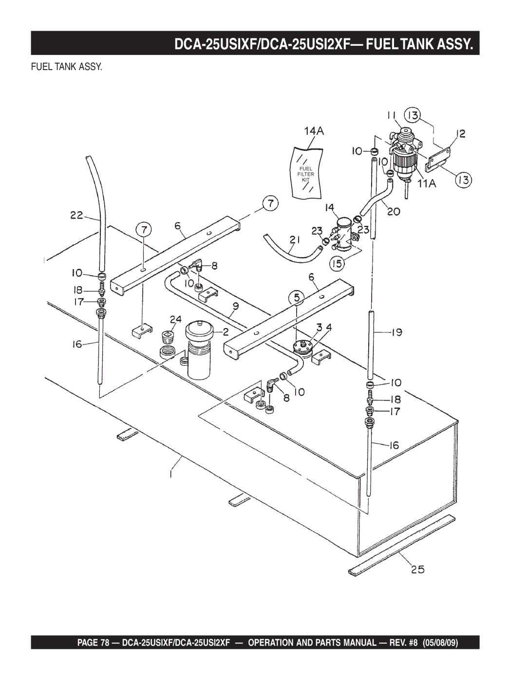 Multiquip operation manual DCA-25USIXF/DCA-25USI2XF- Fueltank Assy 